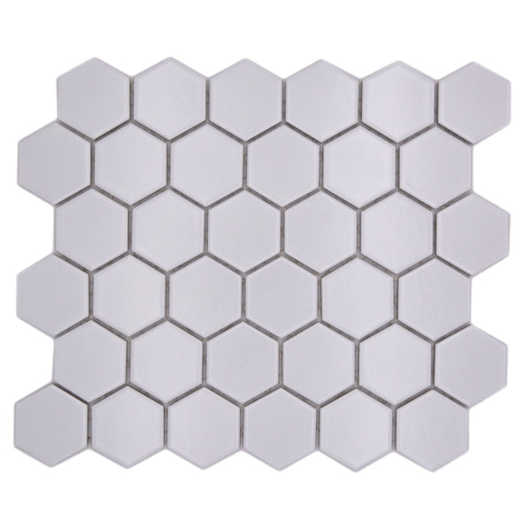 HX 085 Hexagon uni weib Matt Mosaic