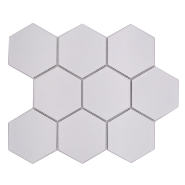 HX 105 Hexagon uni weib Matt Mosaic